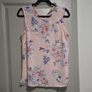 Daniel Rainn Blush and Navy Floral Sleeveless Top